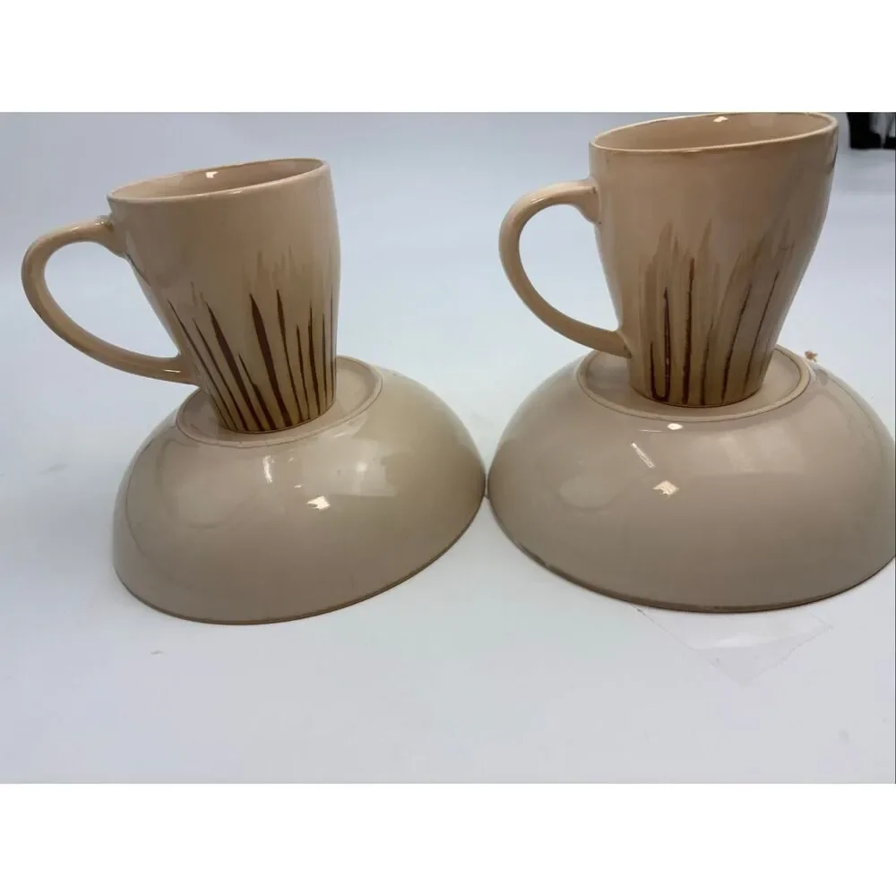 Pier 1 Sanctuary Stoneware Latte Mug & Soup/Pasta Bowl Set of 2 Place Settings